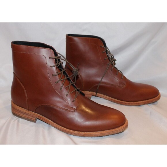NISOLO MEN'S LACE UP ANDRES LEATHER BOOTS BRANDY SZ 12.5 $260 NIB - Picture 1 of 7